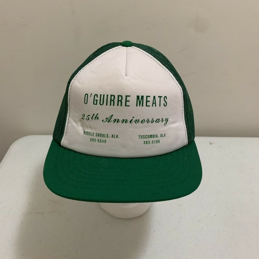 Vintage Xpres O'Guirre Meat White/Green Foam Snapback OSFA Trucker Hat Cap